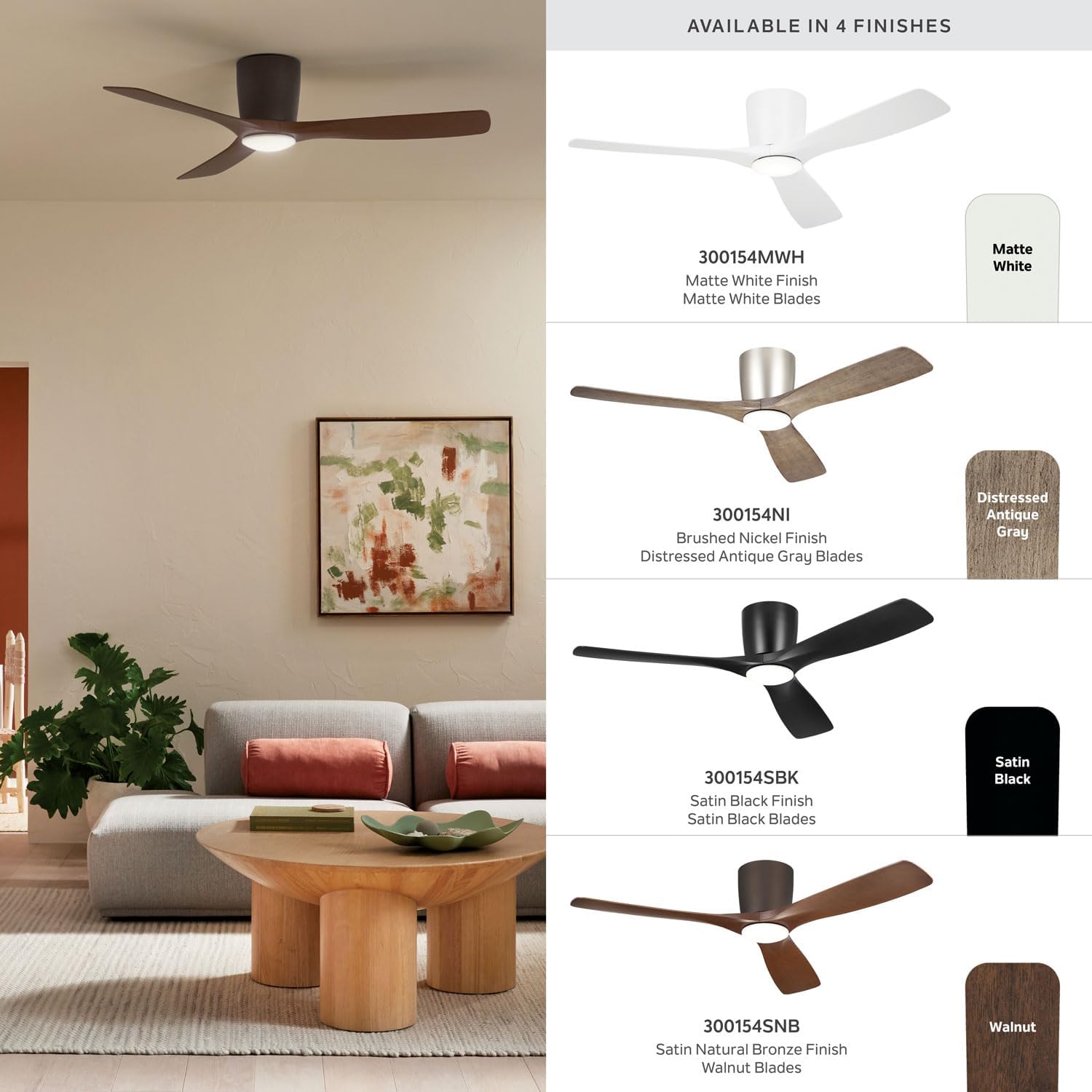 Kichler Volos 54 in Modern Ceiling Fan with LED Light, Brushed Nickel Indoor Fan with Wall Control and Frosted White Lens for Bedroom and Living Room, 300154NI