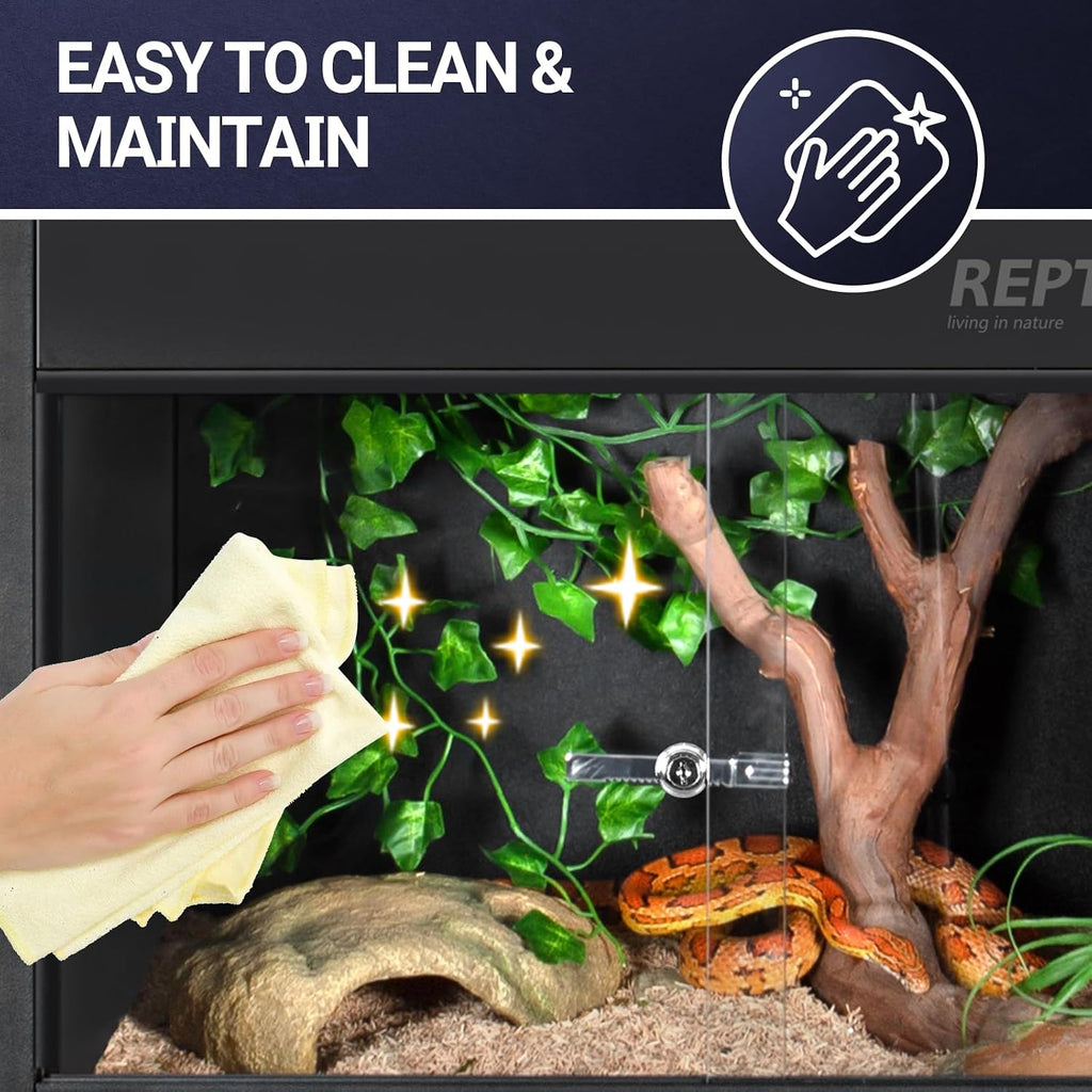 REPTI ZOO 34 Gallon PVC Reptile Terrarium, 24x18x18' Leopard Gecko Tanks with Glass Sliding Door & Top Screen Ventilation, Reptile Enclosure for Bearded Dragon Hermit Crab