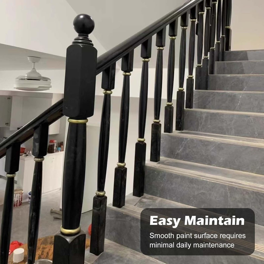 Staircase Baluster 48in High Wood Staircase Newel Post Black, Modern Decorative Stair Newel Post for Stair Remodeling