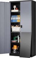 SISESOL Wide & Deep Metal Storage Cabinet with Lock & Adjustable Shelves,72' Gray Garage Storage Cabinet with Locking Doors,Locking Metal Cabinets for Home,Office,Shop,Garage 72x36x18
