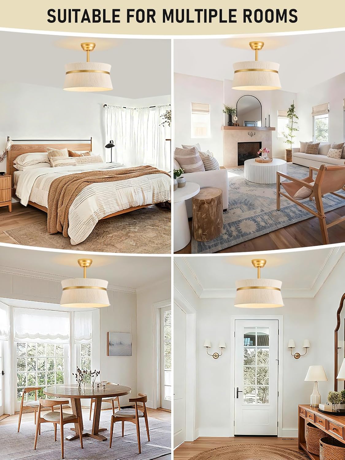 Boho Caged Ceiling Fan with Light，Rattan Fandelier Ceiling Fan with Light and Remote Control, Coastal Chandelier Fan for Bedroom, Living Room,Kitchen,Foyer(20 Inch, 6 Speed, Timing Adjustable Height)