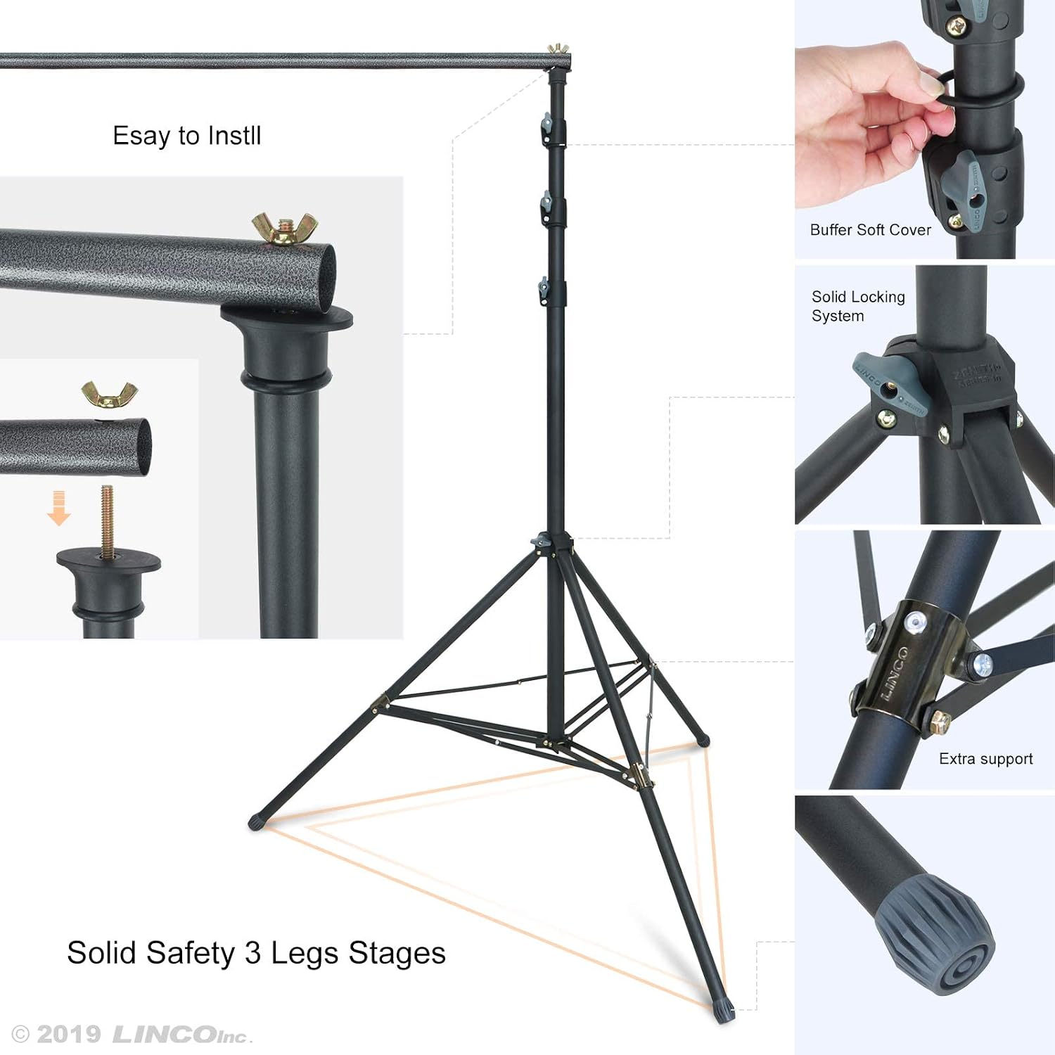 LINCO Backdrop Stand for Parties 12x20ft Heavy Duty Photography Video Studio Background Kit 4169 for Wedding Parties Photo Shooting