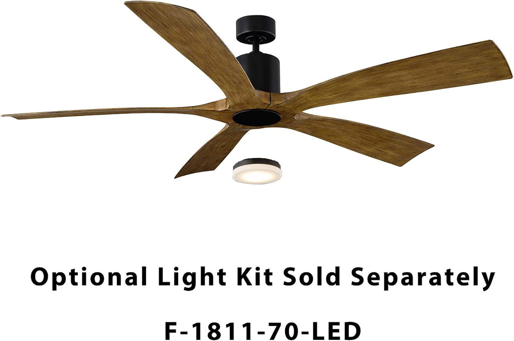 Aviator Indoor and Outdoor 5-Blade Smart Ceiling Fan 70in Matte Black Distressed Koa with Wall Control (Light Kit Sold Separately)