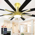 60 inch Black Ceiling Fans with Lights and Remote, Flush Mount Ceiling Fan for Living Room Bedoom，6 Speed Reversible，8 Blades and 9 Lights，3 CCT，Black Gold