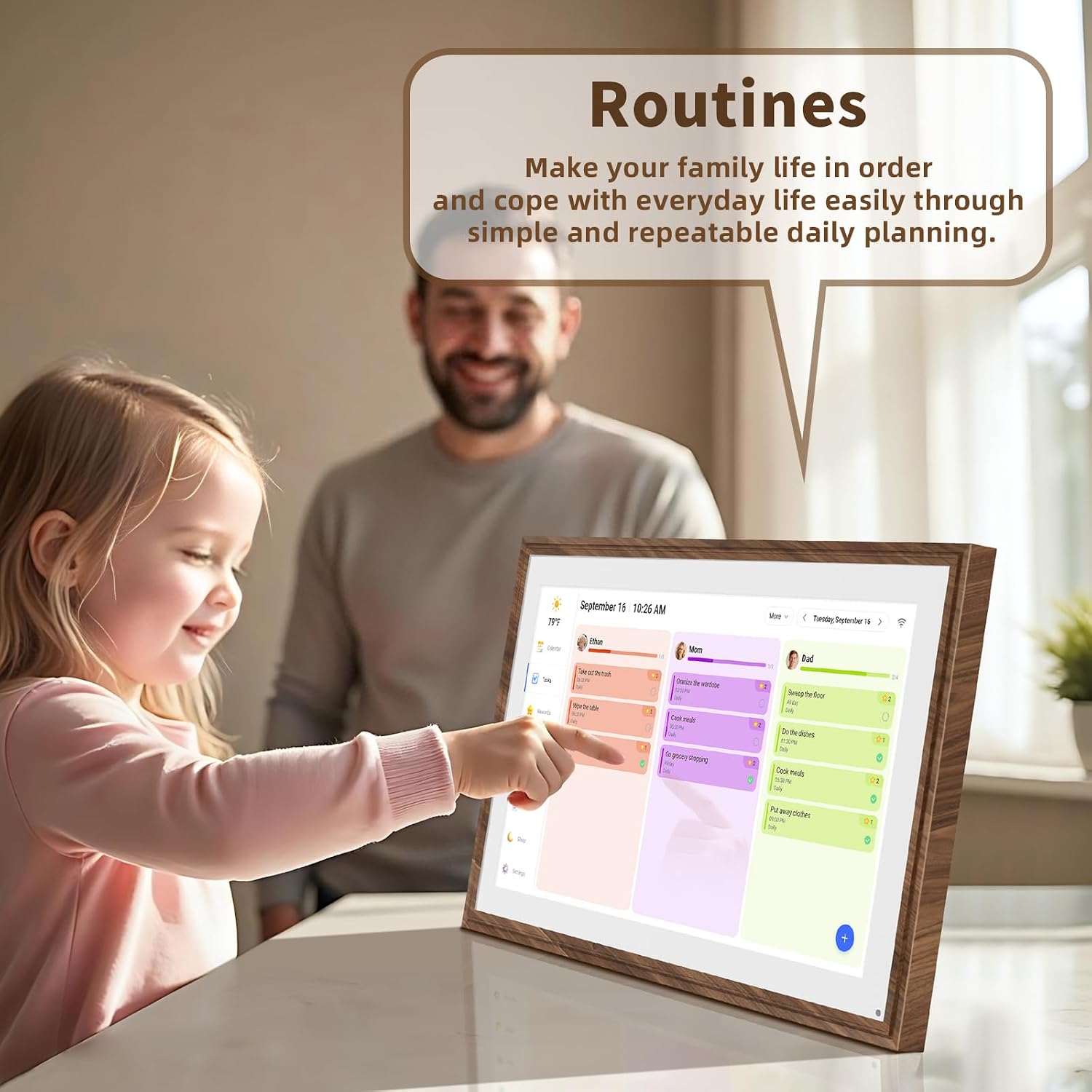 15.6 Inch Digital Calendar Chore Chart with Touchscreen - Full HD Interactive Display, Wall & Desk Mountable Family Planner, to-Do List & Meal Planner, Digital Picture Frame Gifts for Women Mom