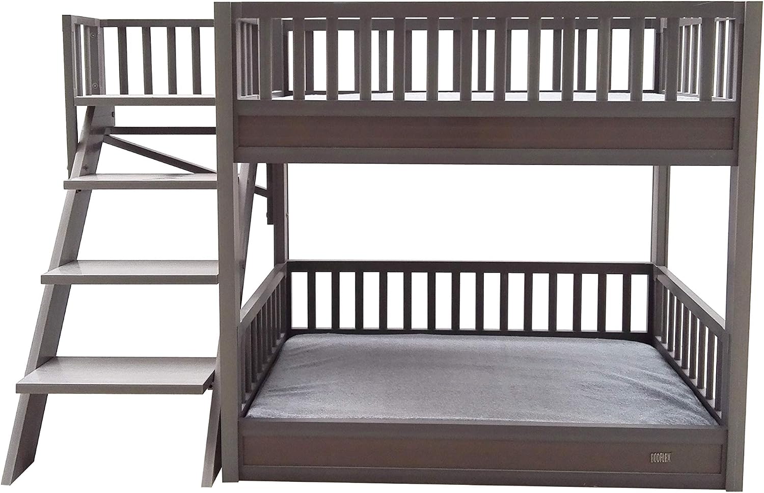 New Age Pet ECOFLEX Aspen Dog Bunk Bed in Grey, Memory Foam Cushions, Wide Stairs, Non Toxic, Easy Assembly