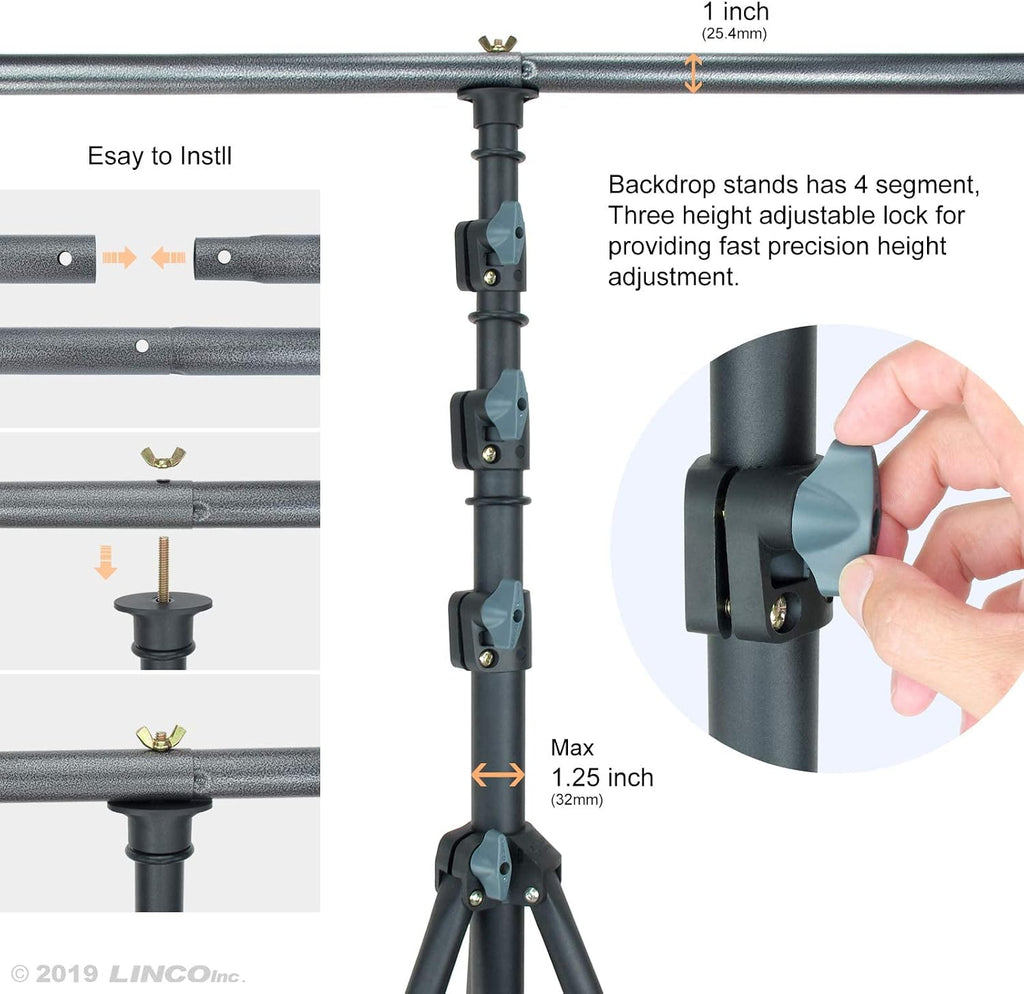 LINCO Backdrop Stand for Parties 12x20ft Heavy Duty Photography Video Studio Background Kit 4169 for Wedding Parties Photo Shooting