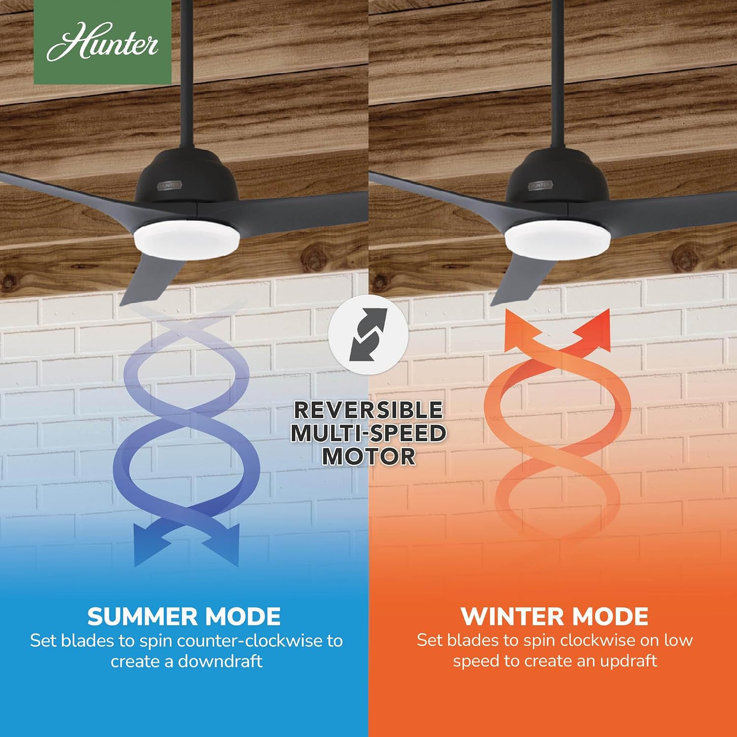 Hunter 52 inch Outdoor or Indoor Ceiling Fan with LED Light - Black Ceiling Fan with Wall Control, For Patio, Garage, or Porch, Quiet, Standard Mount, 3 Blades - Gallegos 51585, Matte Black