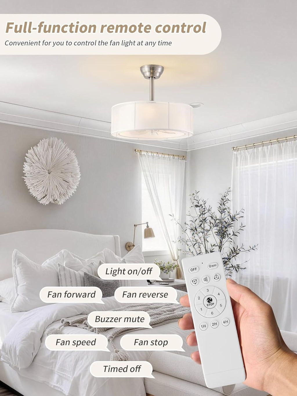 20' Caged Fandelier Ceiling Fans with Lights, Silver Boho Chandelier Ceiling Fan with Light Remote Control with 6 Speeds for Bedroom, Living Room, Nursery