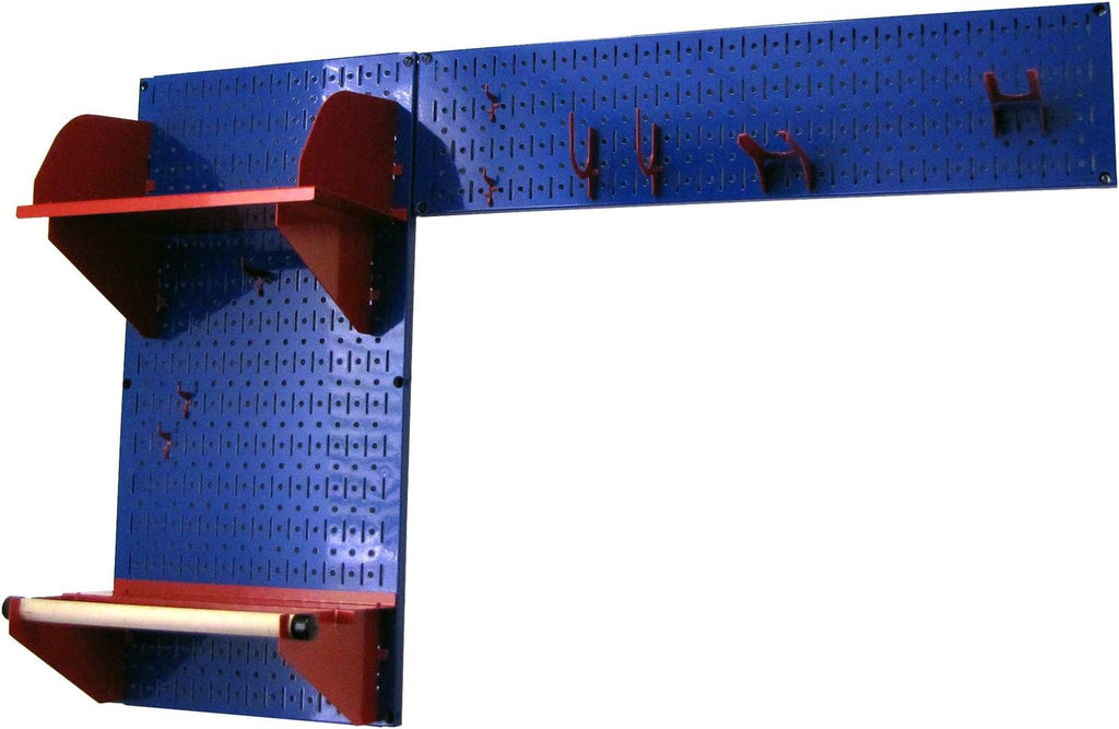 Wall Control Pegboard Garden Supplies Storage and Organization Garden Tool Organizer Kit with Blue Pegboard and Red Accessories