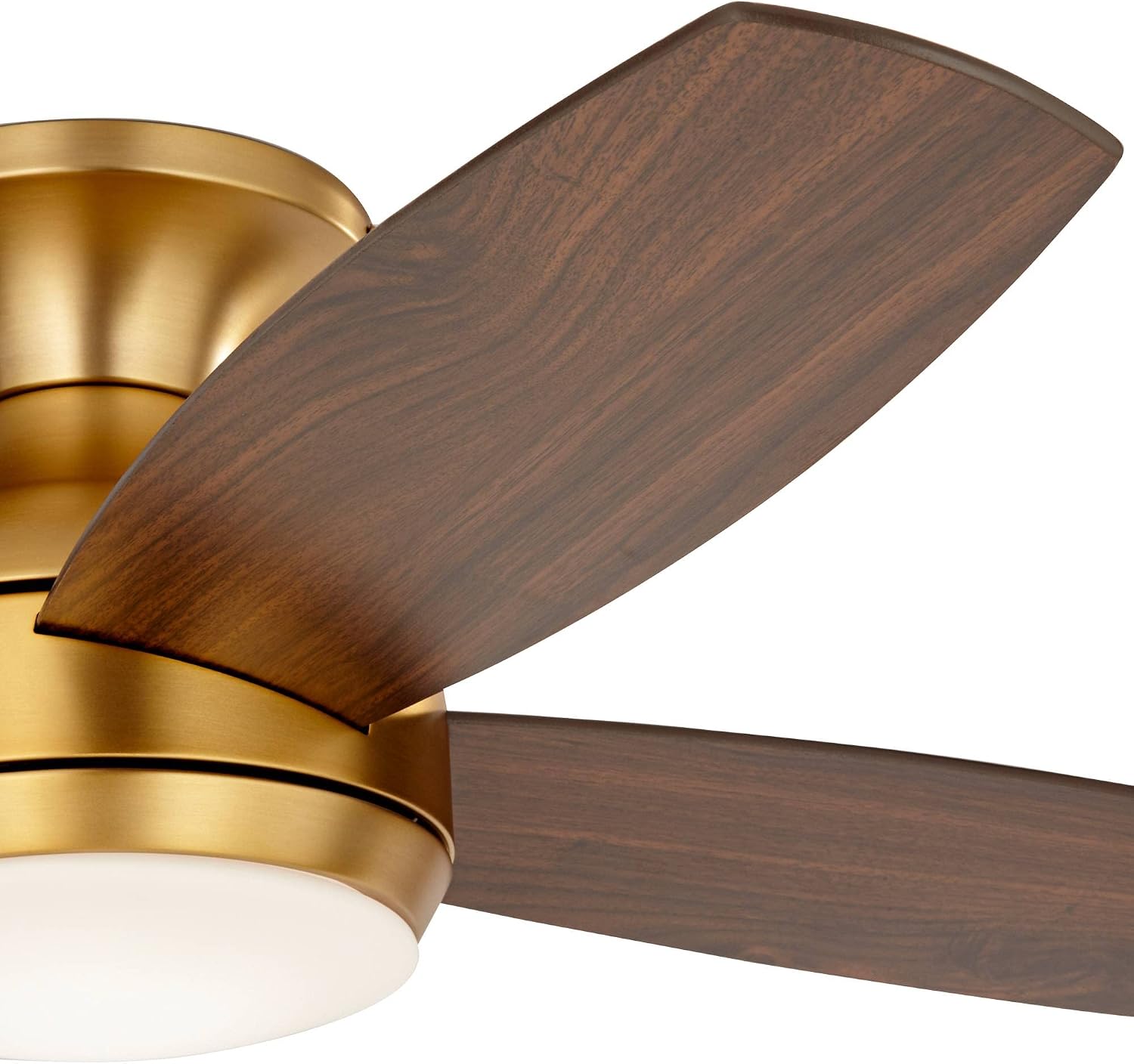 Casa Vieja 52' Elite Modern Hugger Low Profile Indoor Ceiling Fan with Light LED Remote Control Soft Brass Walnut Brown Opal Glass for House Bedroom Living Room Home Kitchen Dining Office