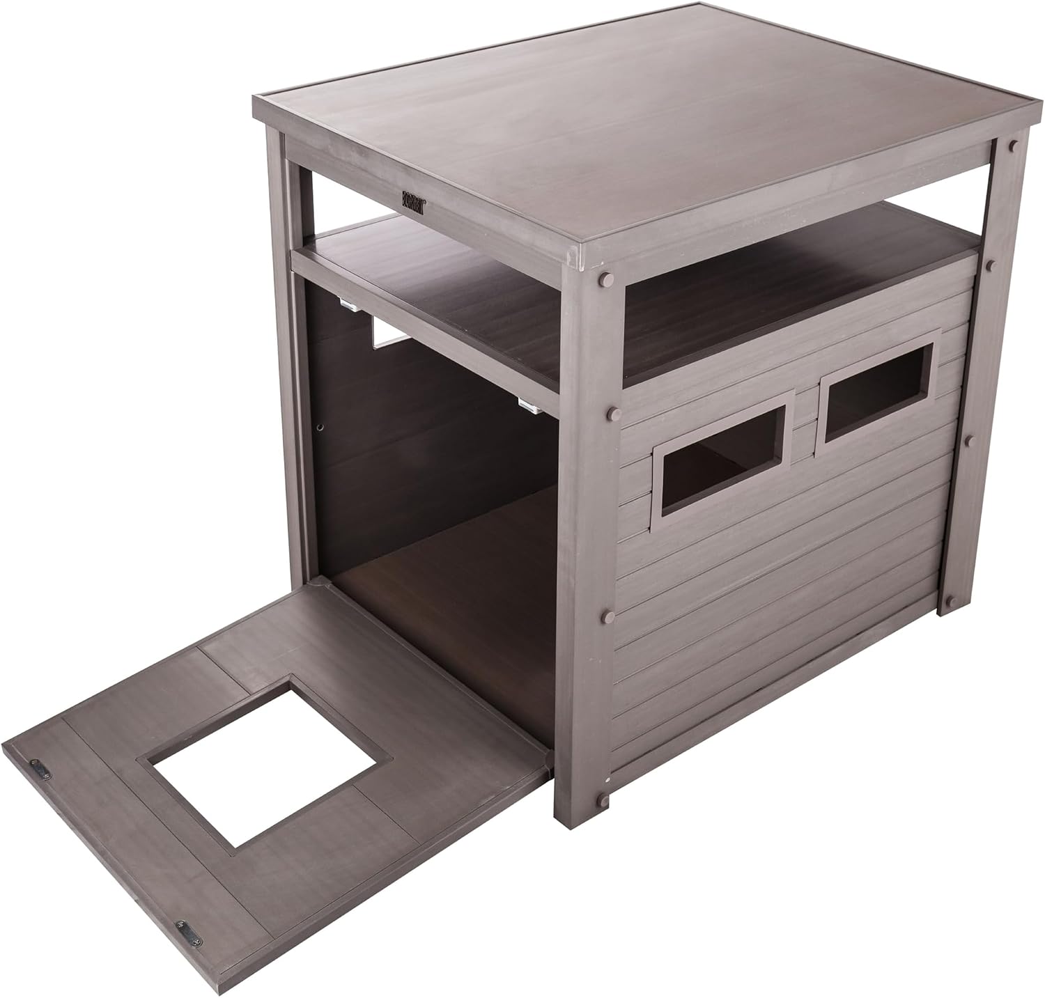 New Age Pet ECOFLEX Jumbo Cat Box Cover and End Table with Litter Box Enclosure and a 10 Year Warranty Hides Unsightly Litter Box made with Moisture & Odor Resistant Composite Material, Grey