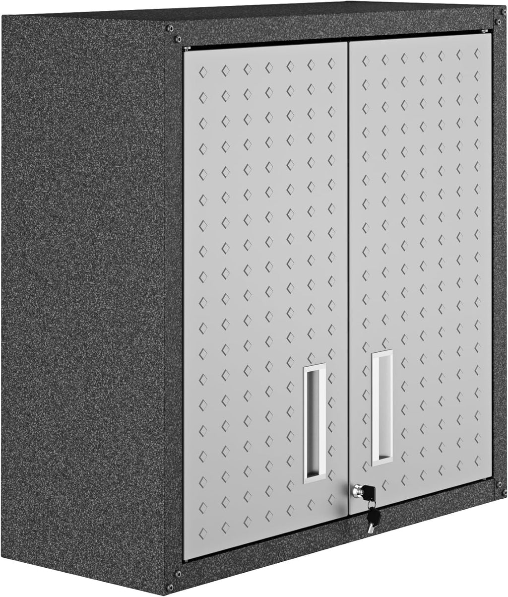 Manhattan Comfort Fortress Floating Storage Cabinet, Modern Stainless-Steel Garage Cabinet, Grey
