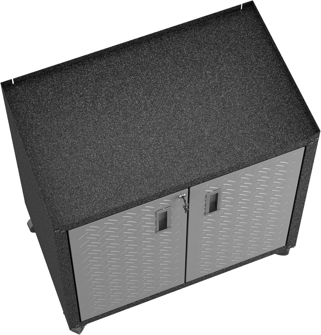 Manhattan Comfort Fortress Collection Modern Designed Mobile Storage Garage Cabinet Great For Tools and Supplies, Stainless Steel