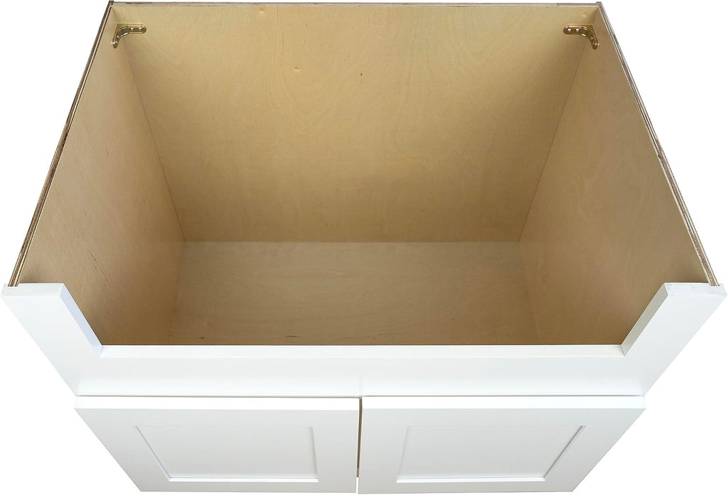 Hollywood Fabiani Design Farm Sink Base Kitchen Cabinet 36 in. W x 24 in. D x 34.5 in. H in Shaker White Ready to Assemble