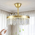 Depuley Modern Ceiling Fan with Lights: 20' Gold Chandelier Cagd Fan with Remote Control - Crystal Fandelier for Girl's Bedroom Living Room Nursery