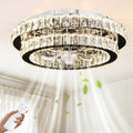 Depuley Modern Ceiling Fan with Lights: 20' Sliver Chandelier Cagd Fan with Remote Control - Modern Crystal Fandelier for Girl's Bedroom Living Room Nursery