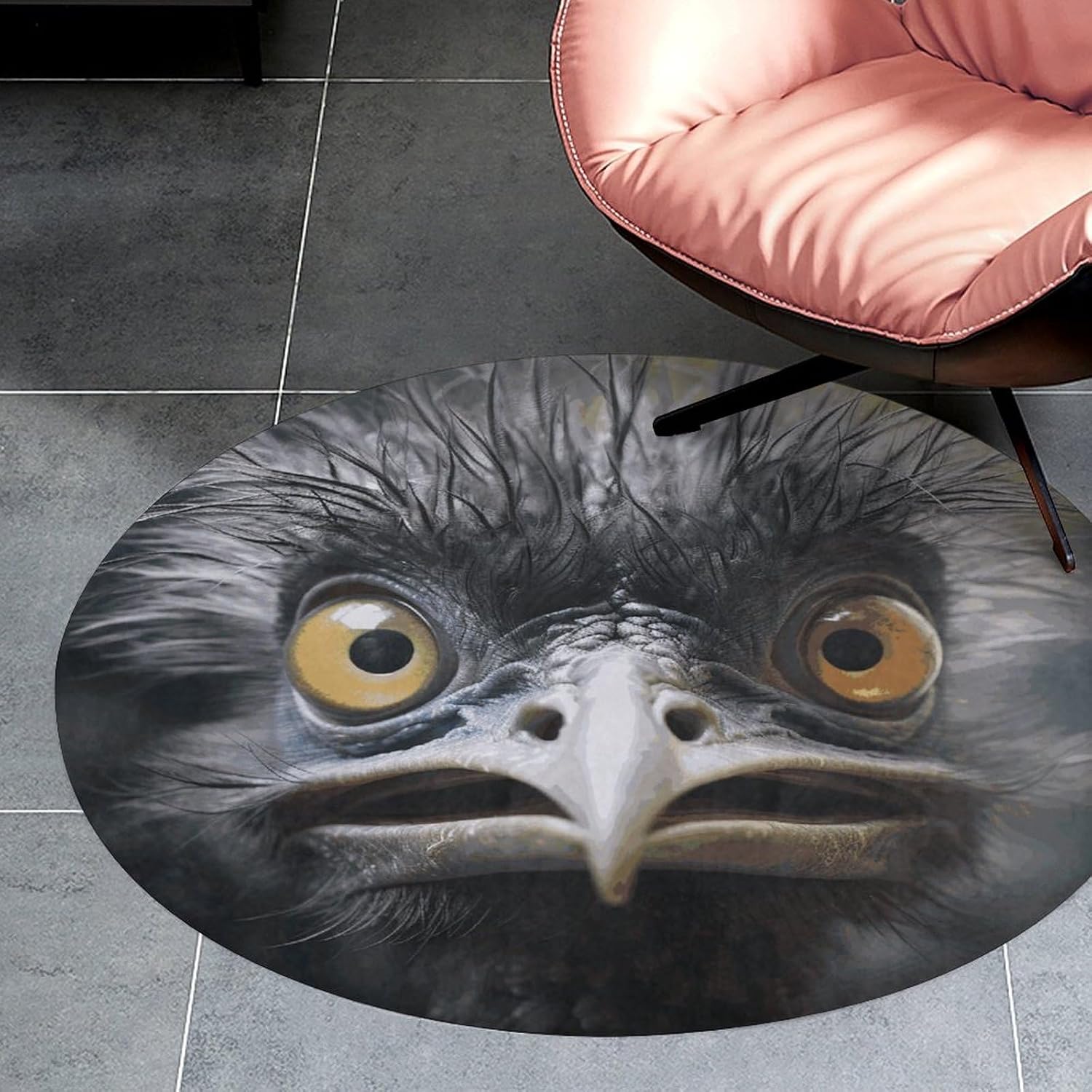 Emu Coral Velvet Round Floor Mat Non-Slip Bath Rug Floor Covering for Bathroom Vanity Guest Suite & Vacation Home