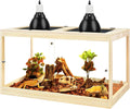 PROLEE Reptile Tank, 31 Gallon Beard Dragon Tank, Tempered Glass Reptile Encloure and Snake Tank with Locking Design for Lizard,Gecko,Chameleon (24'X15.5'X15.5',Oak)
