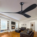 52'' Ceiling Fan without Lights, Black Modern 3 Blades Ceiling Fan with Remote Control, 6 Speed Quiet Reversible DC Motor, Indoor Outdoor Ceiling Fans for Bedroom Dining Room Study Patios.