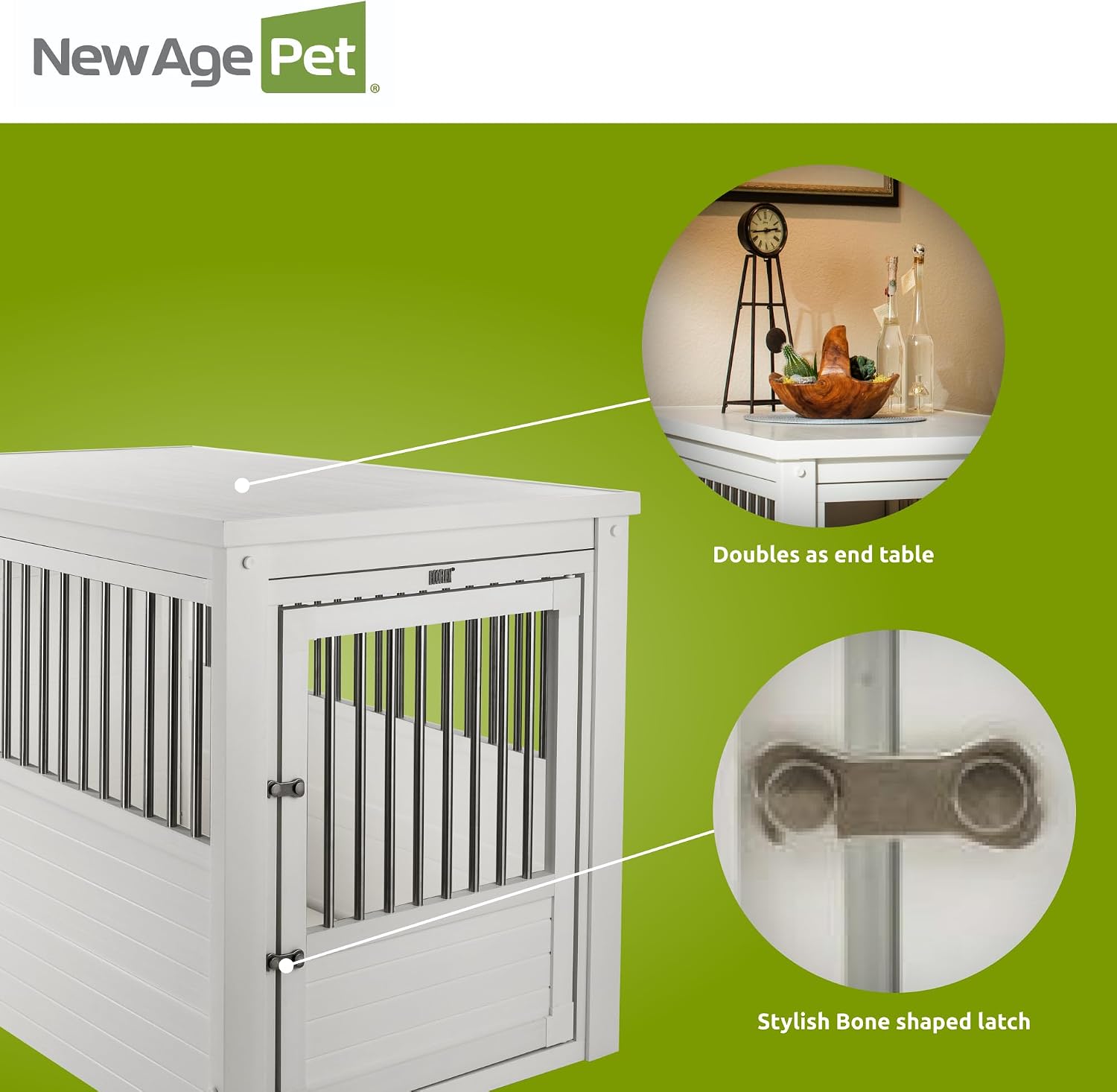 New Age Pet EHHC404XL ecoFLEX Pet Crate/End Table, Antique White, X-Large