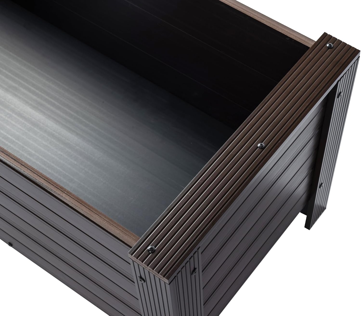 New Age Garden ECOFLEX 48' Rectangular Planter Box - Durable, Non-Toxic Wood Plastic Composite, Can Be Painted, Ideal for Flowers, Herbs, Vegetables - Deep Planting 17.5' Depth, Walnut