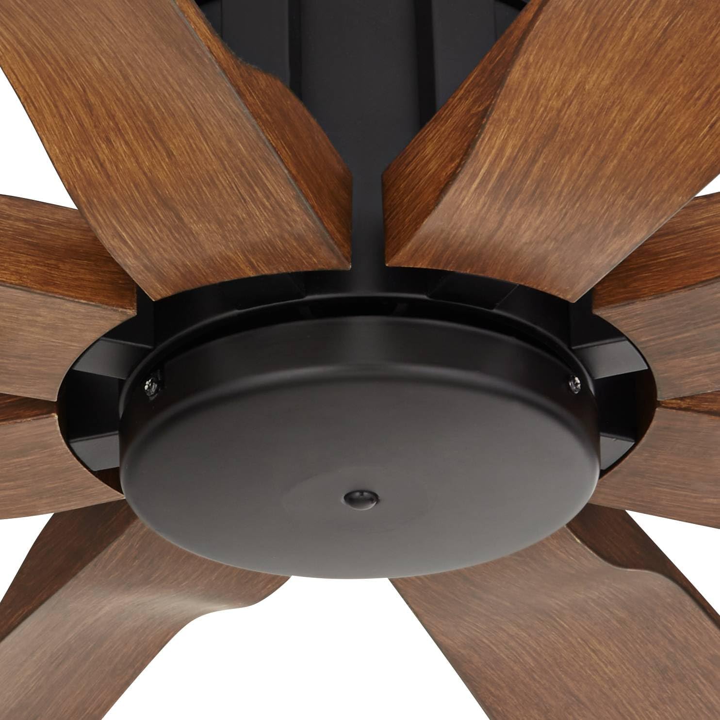 Possini Euro Design 70' Defender Modern Industrial Indoor Outdoor Ceiling Fan with Remote Control Matte Black Hand-Painted Koa Damp Rated for Patio Exterior House Home Porch Gazebo Garage Barn Roof