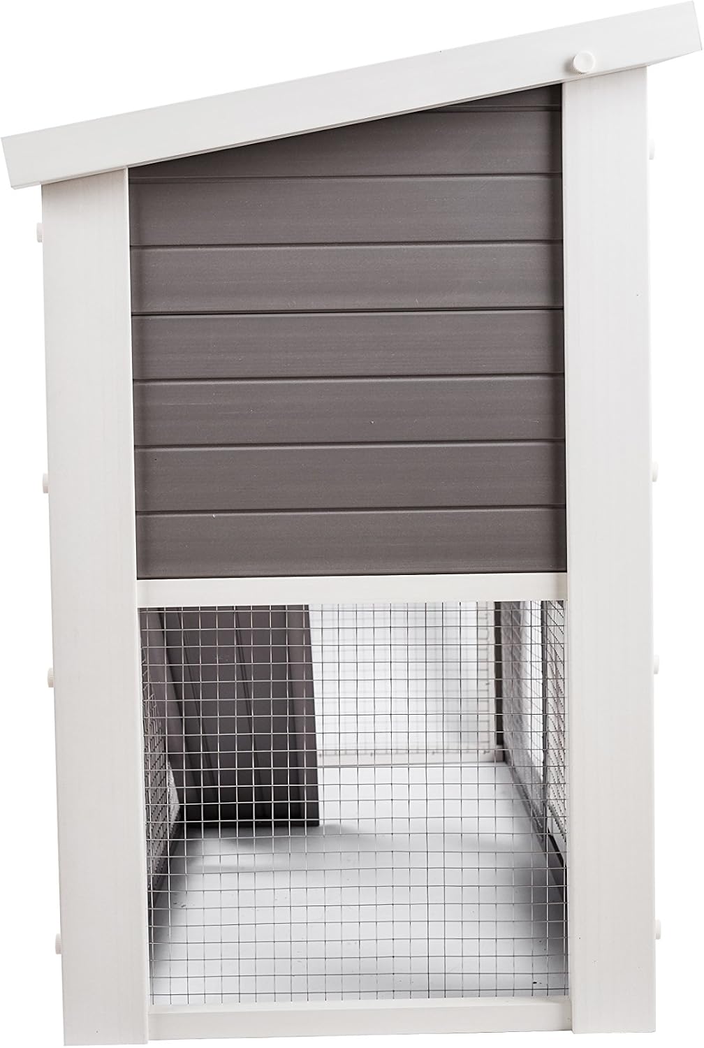 New Age Pet ECOFLEX Columbia Rabbit Hutch - Grey, Dual-Level with Denning Space, Easy Assembly, Moisture & Odor Resistant