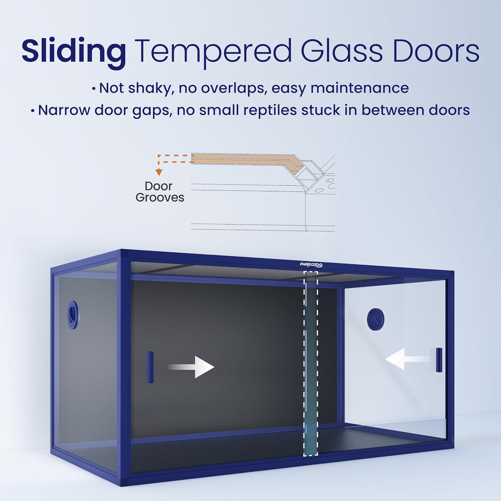 Phailozoo 120 Gallon Bearded Dragon Tank,Stackable Reptile Enclosure with Front Sliding Tempered Glass Doors,Easy Assembly Aluminum Frames Reptile Tank for Snake & Lizard