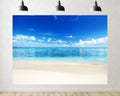 Trykid 20x10ft White Sand Beach Turquoise Ocean Backdrop Clear Sky Pristine Coastal Landscape Photography Background Tropical Getaway Tapestry Party Decoration Photo Studio Prop Fabric