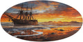 Pirate Ship in The Sunset Coral Velvet Round Floor Mat Non-Slip Bath Rug Floor Covering for Bathroom Vanity Guest Suite & Vacation Home