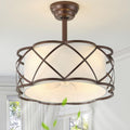 Brown Fandelier Ceiling Fans with Lights, 20' Farmhouse Rustic Chandelier Ceiling Fan Remote Control with 6 Speeds for Bedroom, Nursery, Living Room