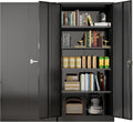 Greenvelly Metal Garage Storage Cabinet with Doors and Adjustable Shelves,72' Black Steel Lockable File Cabinet for Home Office,Garage,School(36' W x 18' D)