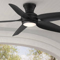 Casa Vieja 52' Del Diego Modern Industrial Hugger Indoor Outdoor Ceiling Fan with LED Light Remote Control Matte Black Damp Rated for Patio Exterior House Home Porch Gazebo Garage Barn