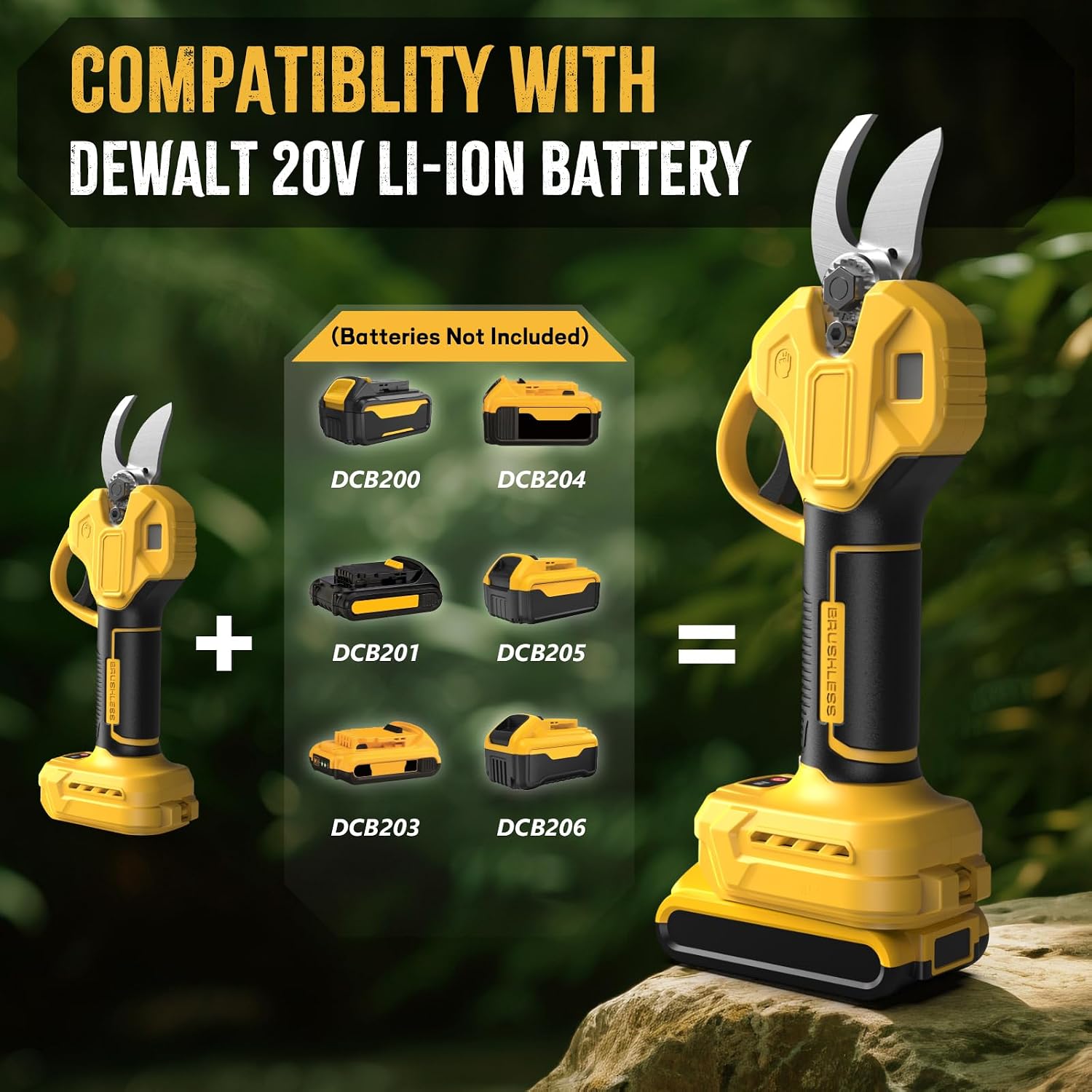 2 IN 1 Electric Pruning Shears Cordless with Pole for Dewalt 20V MAX Battery, 14Ft Reach, 1.2' Cutting Diameter, Brushless Motor Tree Pruner - for Gardening & Tree Trimming (No Battery)