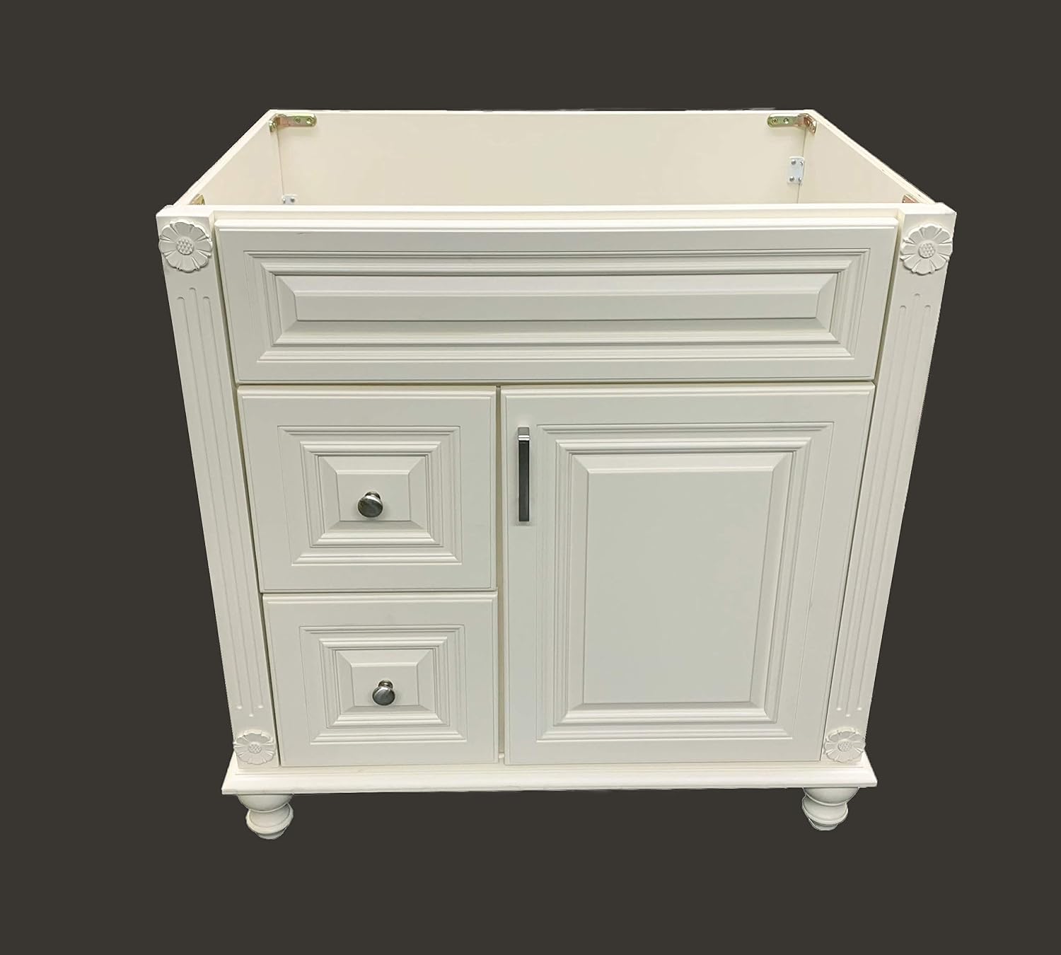Antique White Solid Wood Single Bathroom Vanity Base Cabinet 30' W x 21' D x 32' H (Left Drawers)