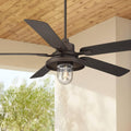 Casa Vieja 60' Ridgeline Barn Farmhouse Rustic Indoor Cottage Core Outdoor Ceiling Fan 5 Blade LED Light Remote Control Bronze Finish Brown Blades Bedroom Patio Wet Rated Decorative DC Motor
