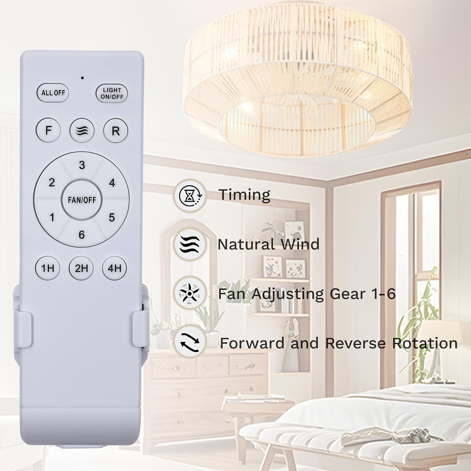 DWVO 18 Inch Caged Ceiling Fan with Lights, Flush Mount Boho Fandelier Rustic Ceiling Fan with Remote Control, Enclosed 6 Speeds, Reversible for Bedroom, Kitchen, Living Room (Yellow)