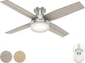 Hunter Fan 52 inch Indoor Ceiling Fan with LED Light, Brushed Nickel Ceiling Fan with Remote for Bedroom, Office or Living Room, 4 Blades (Renewed)