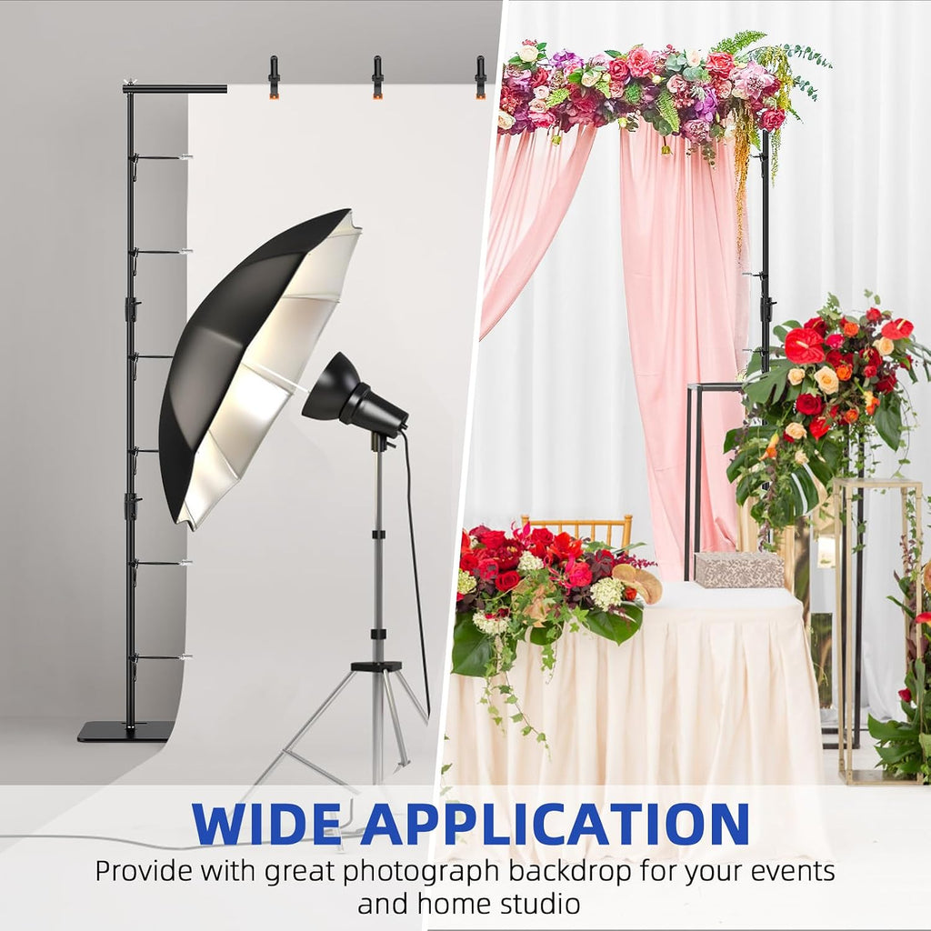 10ftx10ft Pipe and Drape Stand with Adjustable Metal Frame, Background Stand with Carrying Bag for Parties, Weddings, Birthdays