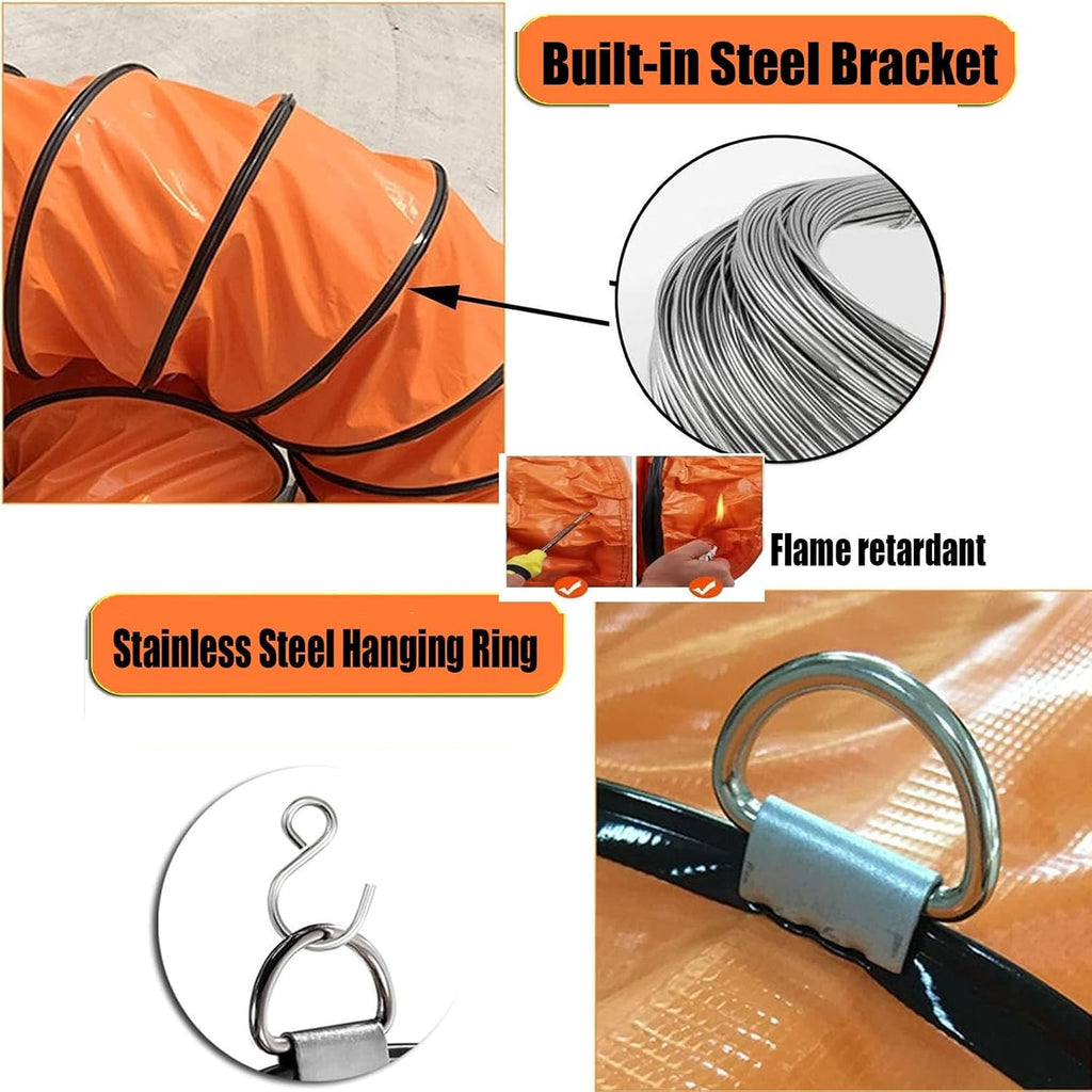 Dryer Vent Hose Length 2m - 10m/6.5ft - 33ft, PVC Nylon Cloth Flexible Duct with Clamps, Heavy-Duty Protection for HVAC Ventilation and Exhaust, Tight Space(600mm/24inch,L 10m(33ft))