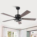 52 Inch Black Ceiling Fans with Lights and Remote - Creative Modern Ceiling Fan for Bedroom Living Room with 3CCT, 6 Speeds, Quiet, Dual-Sided Reversible 5 Blades Indoor Outdoor Chandelier Fan