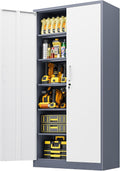 Metal File Cabinet,Locking Storage Cabinet with 2 Doors and 5 Adjustbale Shelves,Steel Tool Cabinet for Garage,Basement,Home Office