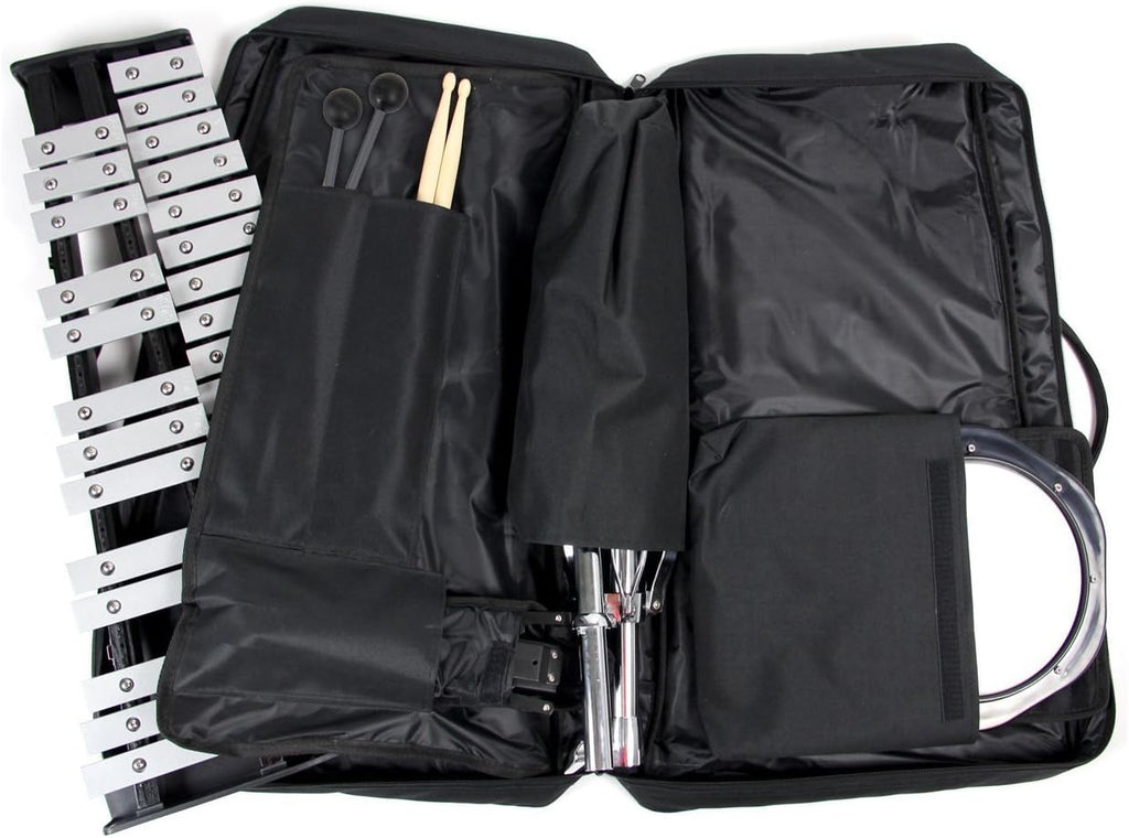 Gearlux 32-Note Glockenspiel Bell Kit with Adjustable Stand, Drum Practice Pad, Carrying Bag