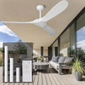 60 Inch White Ceiling Fan No Light ，Wood Indoor Outdoor Ceiling Fans for Patios Living Room Bedroom Porch Big Farmhouse Ceiling Fan for Flat Sloped Angled Ceiling