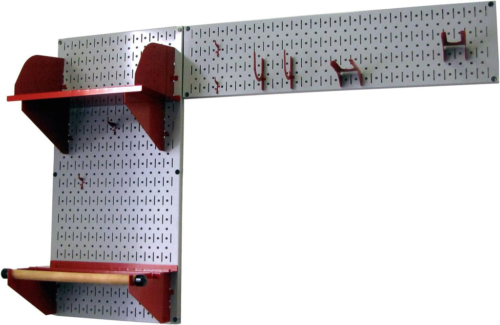 Wall Control Pegboard Garden Supplies Storage and Organization Garden Tool Organizer Kit with Gray Pegboard and Red Accessories