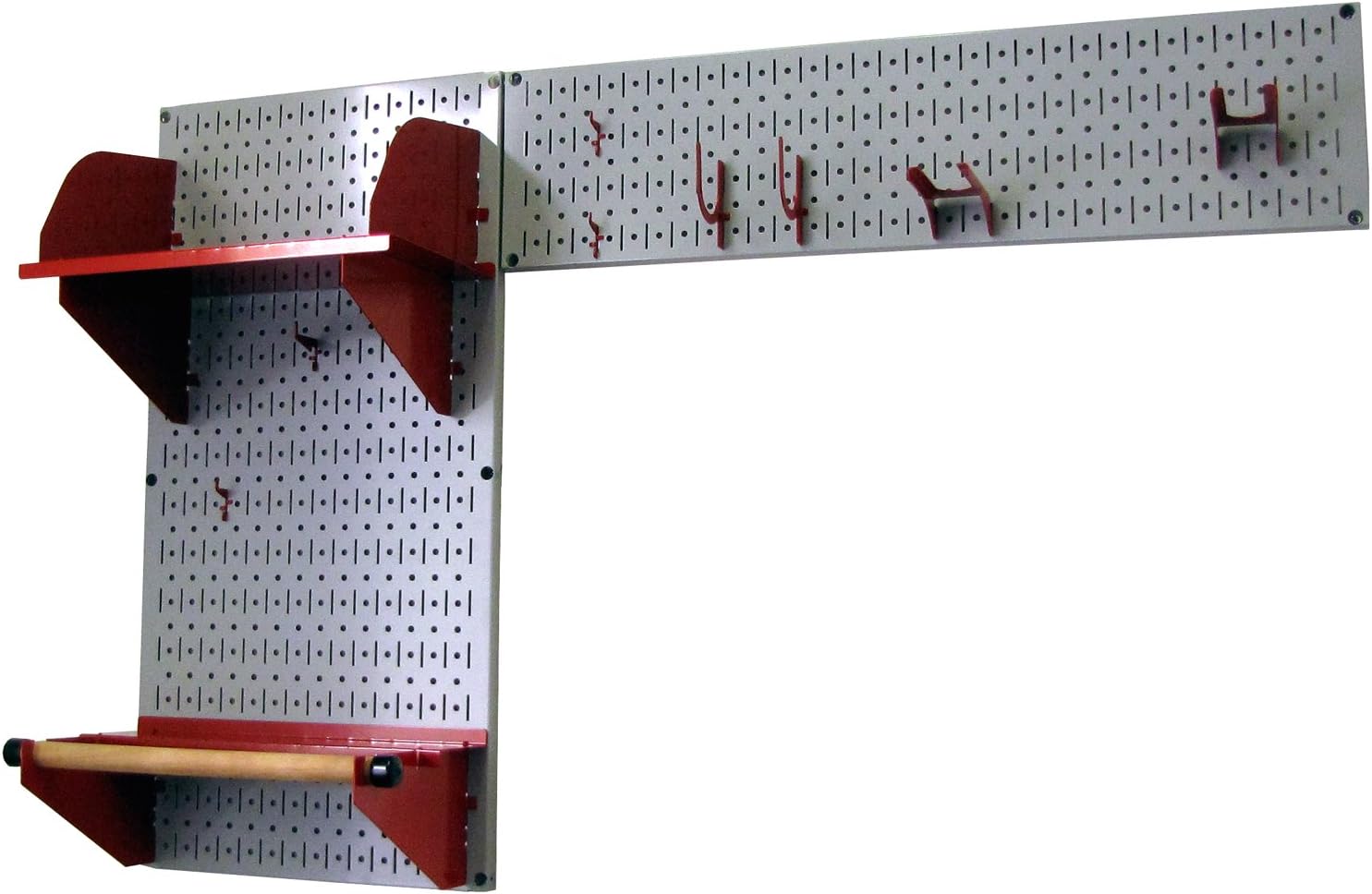 Wall Control Pegboard Garden Supplies Storage and Organization Garden Tool Organizer Kit with Gray Pegboard and Red Accessories