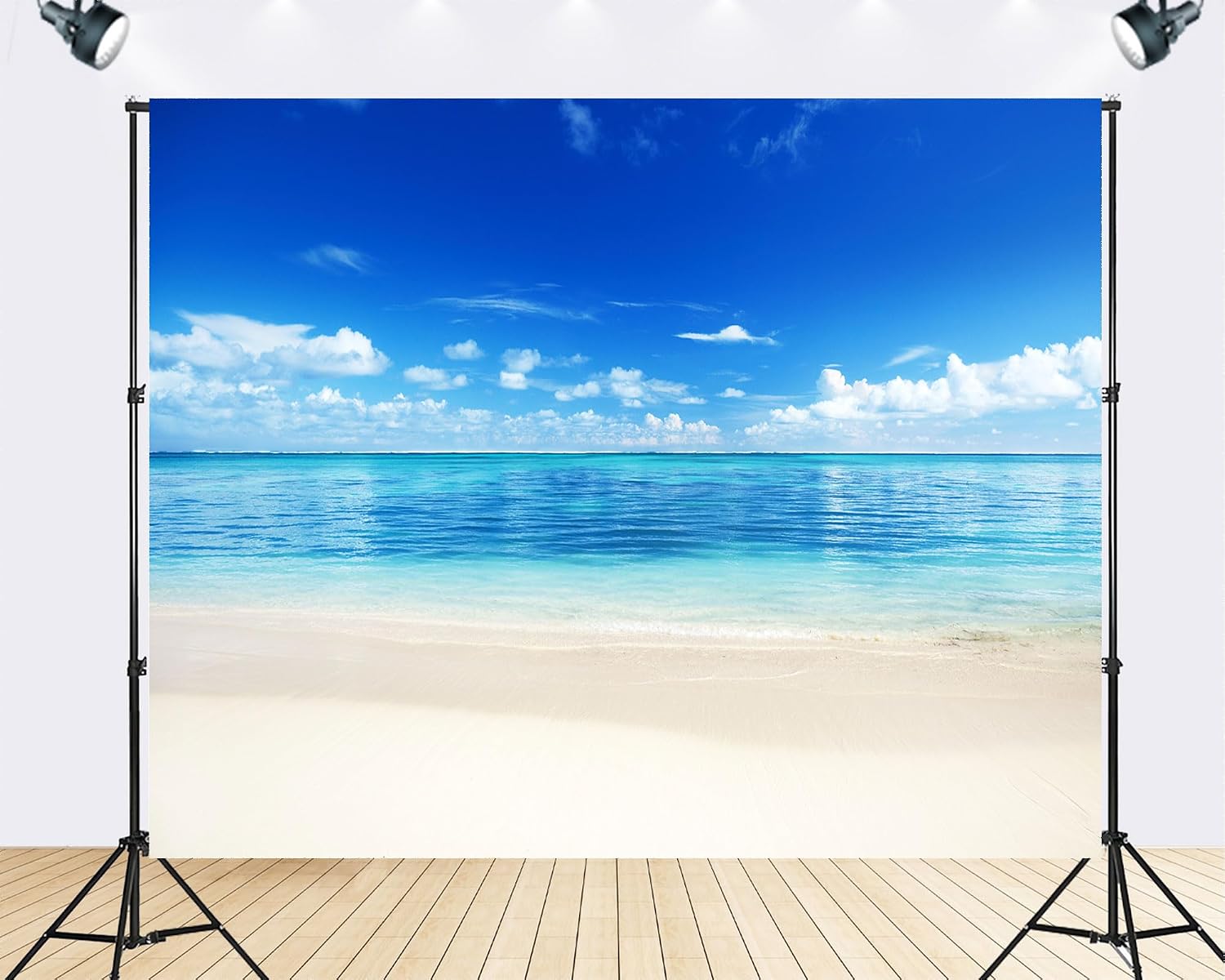 Trykid 20x10ft White Sand Beach Turquoise Ocean Backdrop Clear Sky Pristine Coastal Landscape Photography Background Tropical Getaway Tapestry Party Decoration Photo Studio Prop Fabric