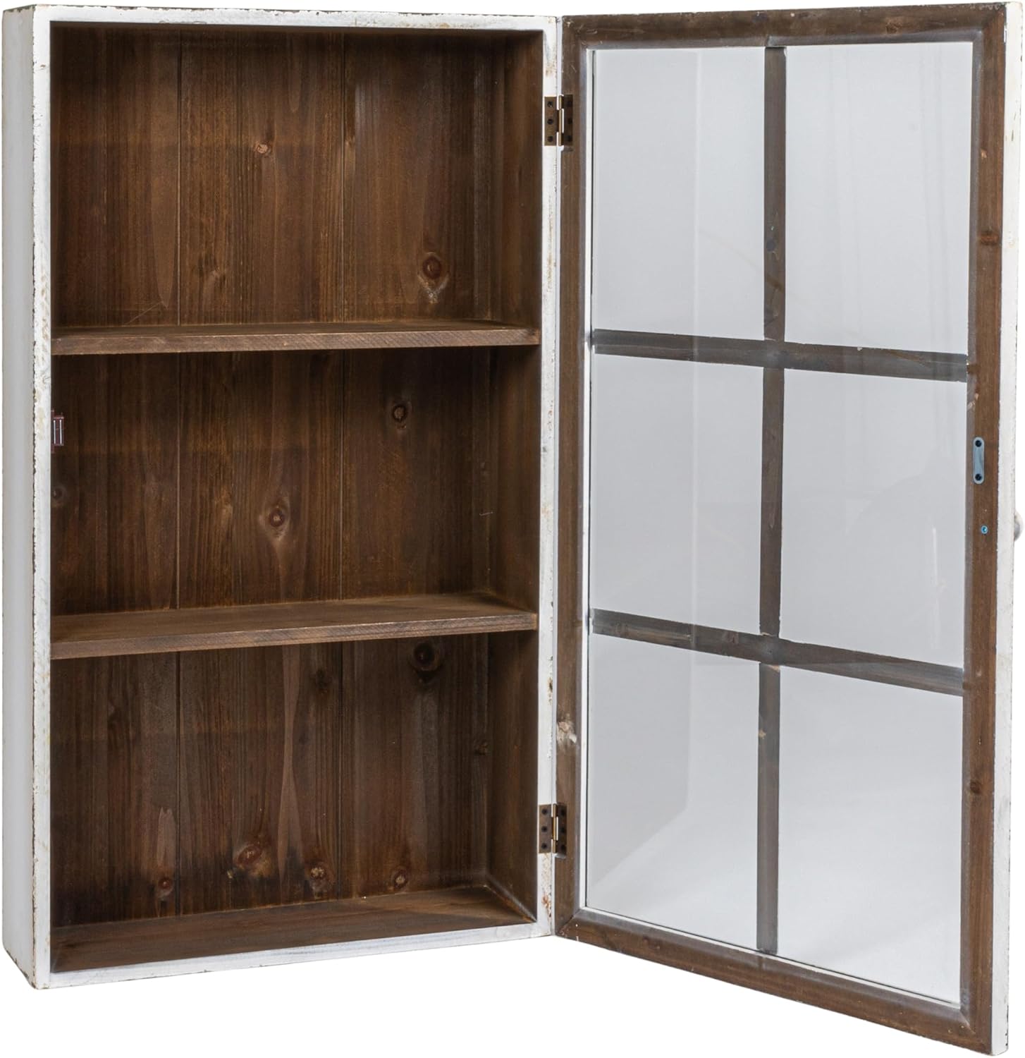 Creative Co-Op Antique White Wood Wall Cabinet with 3 Shelves