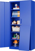 SISESOL Blue Metal Storage Cabinet with 6 Shelves,71' Garage Storage Cabinet with Lock,6 Tier Steel Cabinets with Locking Doors,Lockable Cabinets for Home,Office,Shop,Garage